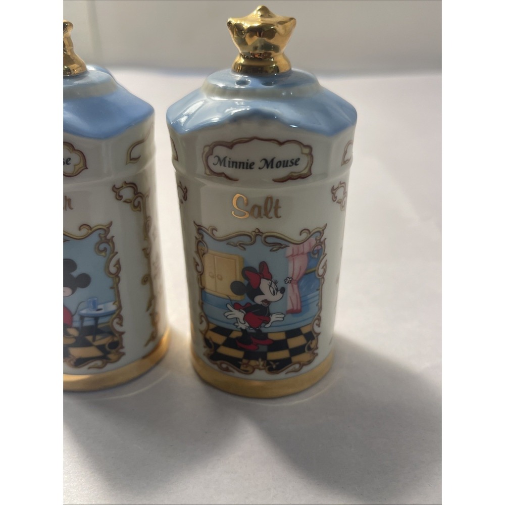 Disney Spice Jar Collection Mickey Salt & Minnie Pepper Jar 1997 Lenox Porcelain - Picture 3 of 13